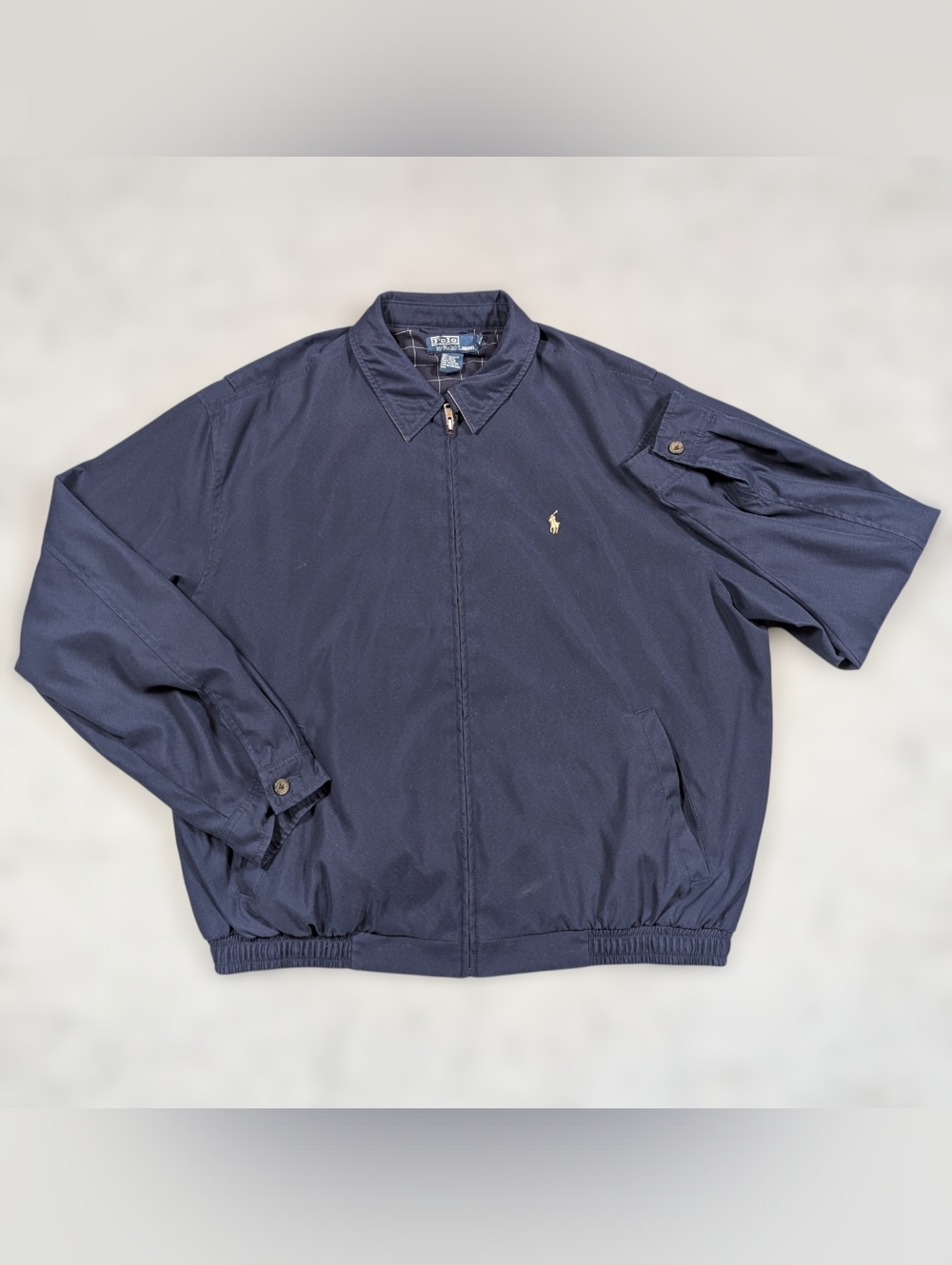 Vtg Y2K 90s Polo Ralph Lauren Harrington Jacket Men XL Blue Plaid Lined Bomber